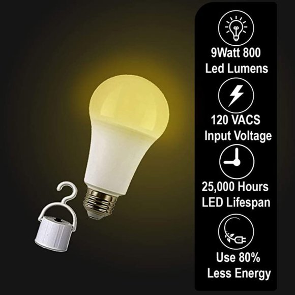 Rechargeable LED Light Bulbs with Battery Backup, Emergency LED Bulb, Pack of 4, - Picture 3 of 8